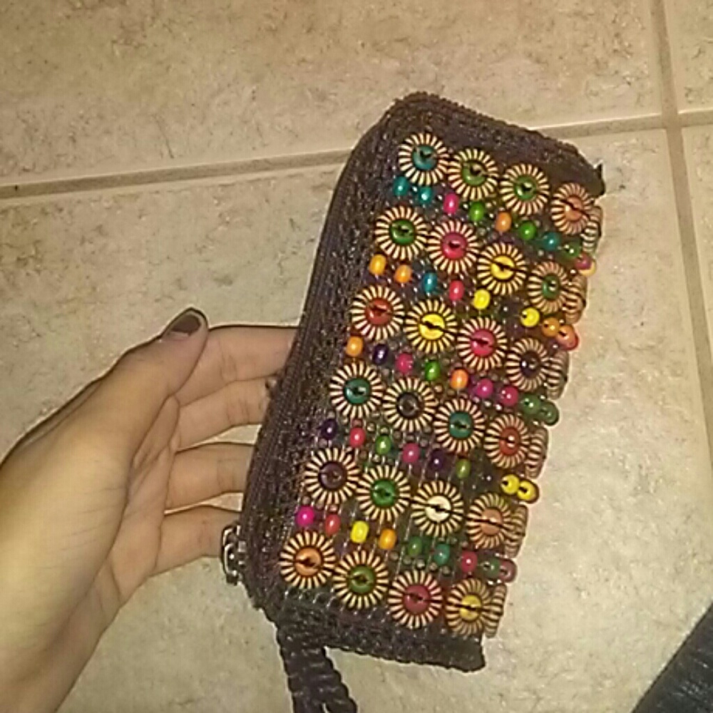 Colorful rainbow two pocket clutch
